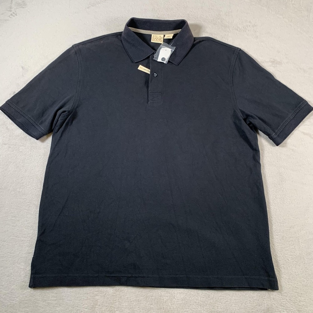 Jos A Bank Polo Shirt Mens Large Black VIP Take It Personal Cotton NEW W FLAWS
